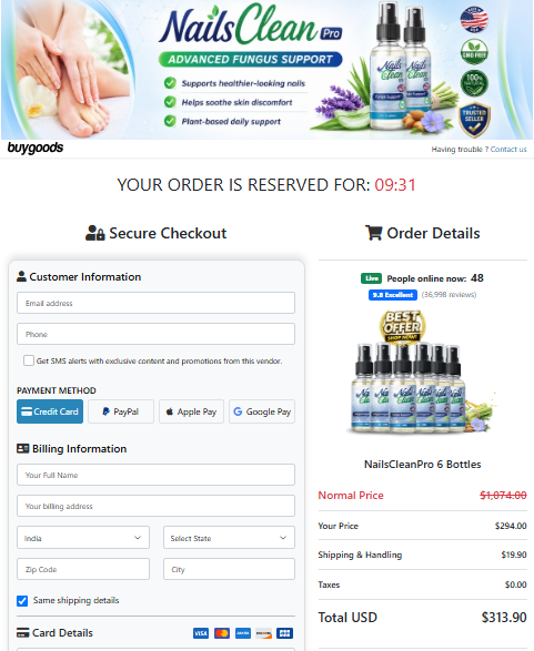 Checkout page screenshot